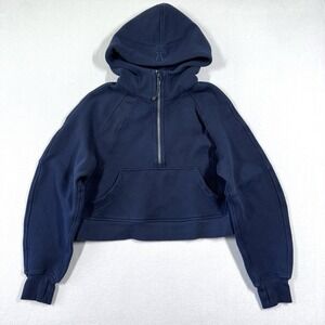 Lululemon Scuba Oversized Half Zip Hoodie Womens XS S Blue Cropped Athleisure